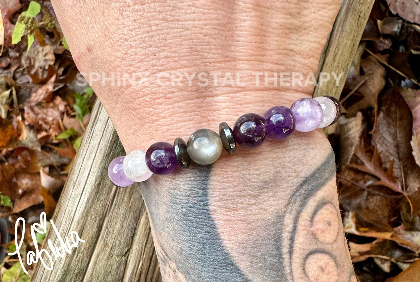 Divine Healer - RARE Black Moonstone - AAA Grade Amethyst " Lady of the Violet Flame " High Vibrational - Real Crystal Healing Bracelet