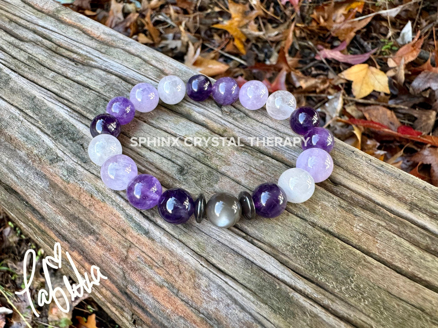 10mm Divine Healer - RARE Black Moonstone - AAA Grade Amethyst " Lady of the Violet Flame " High Vibrational - Real Crystal Healing Bracelet
