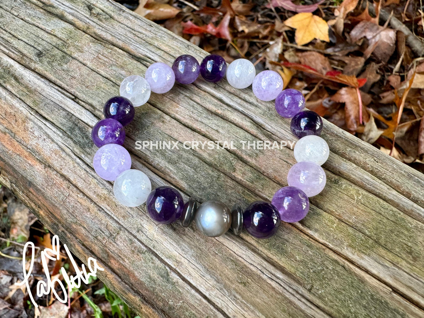10mm Divine Healer - RARE Black Moonstone - AAA Grade Amethyst " Lady of the Violet Flame " High Vibrational - Real Crystal Healing Bracelet