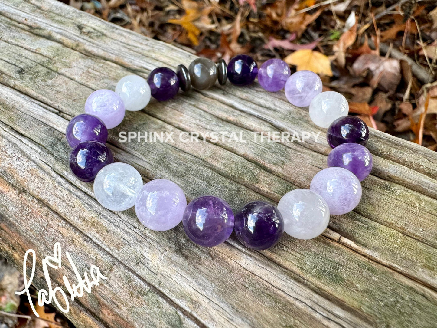 10mm Divine Healer - RARE Black Moonstone - AAA Grade Amethyst " Lady of the Violet Flame " High Vibrational - Real Crystal Healing Bracelet