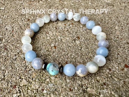Only One - Emotional Healing - IMPERFECT Stones - Grief Depression Support - RARE Blue Rose Quartz - Moonstone DISCOUNTED Crystal Bracelet 1