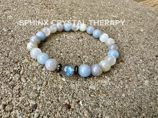 Only One - Emotional Healing - IMPERFECT Stones - Grief Depression Support - RARE Blue Rose Quartz - Moonstone DISCOUNTED Crystal Bracelet 3