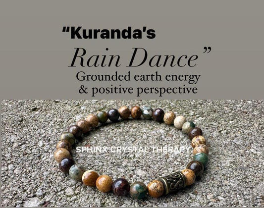 Positive Perspective Spiritual Growth Positivity " Kuranda's Rain Dance " Strength Courage Connection with Earth Crystal Healing Bracelet