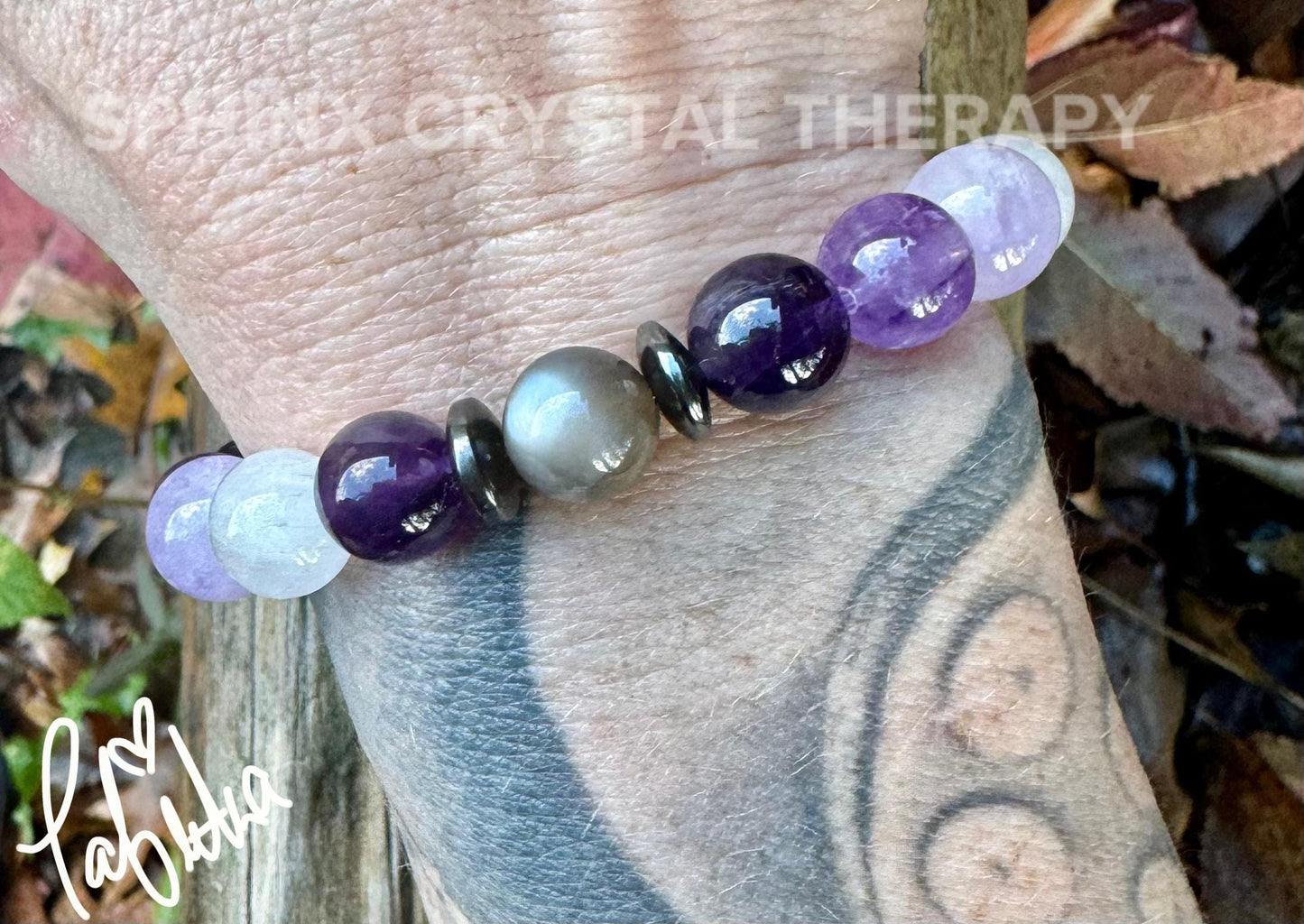 10mm Divine Healer - RARE Black Moonstone - AAA Grade Amethyst " Lady of the Violet Flame " High Vibrational - Real Crystal Healing Bracelet