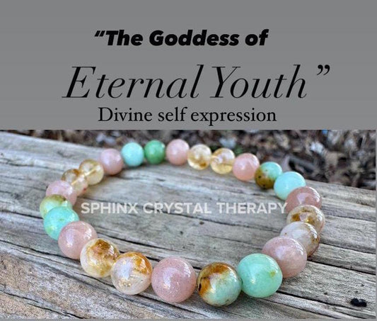 Self Empowerment & Expression " Goddess of Eternal Youth " Communication - Moonstone - Citrine - REAL AAA Crystal Healing Gemstone Bracelet