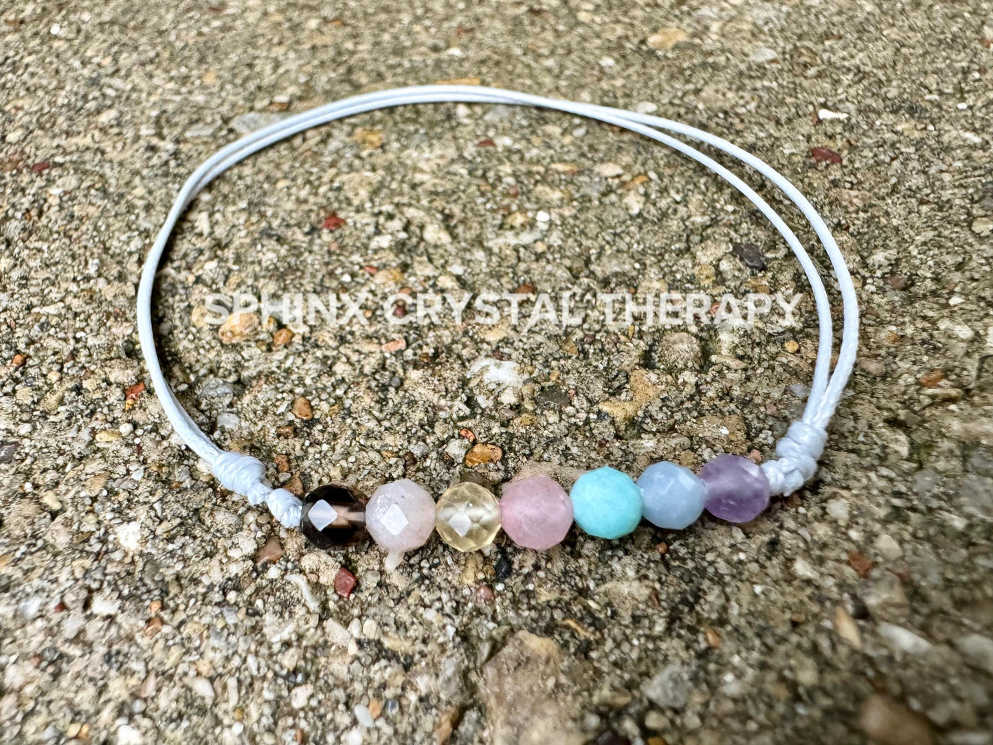 4mm Chakra Pastel Stones - REAL AAA Crystal Healing Gemstones - Minimal & Dainty Adjustable String Bracelet