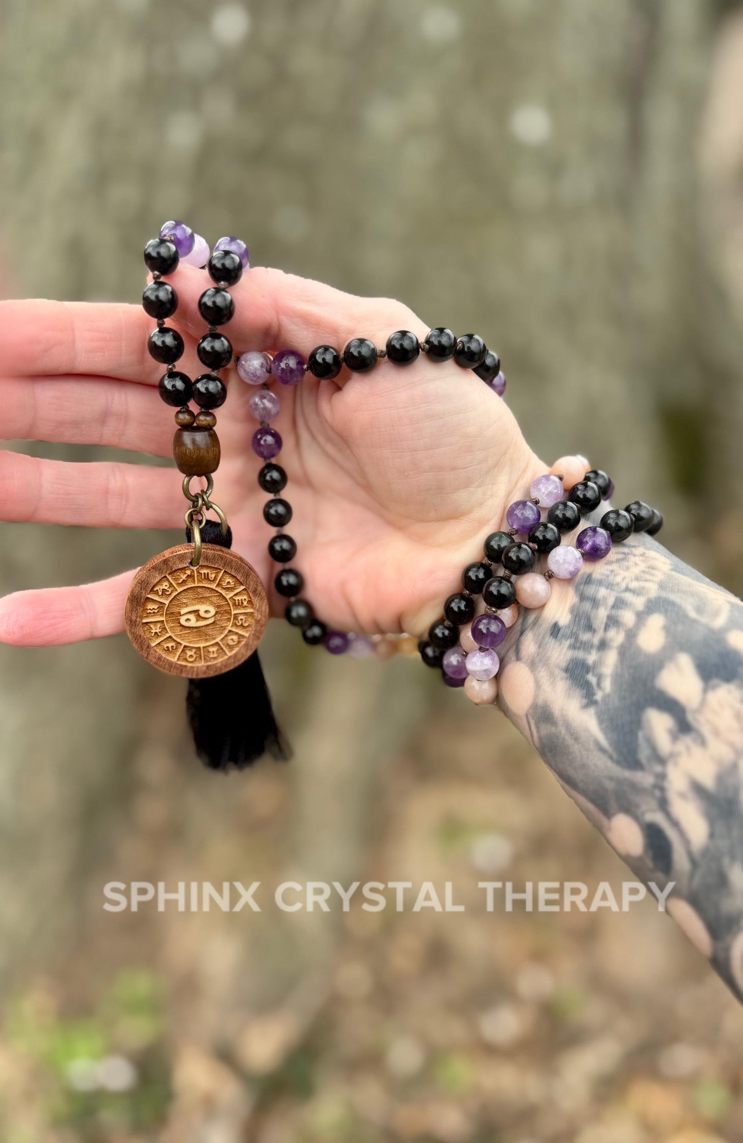 Cancer Sign Energy Mala " The Intuitive Cancer " June July Birthday - Zodiac Birthstones - High Quality Crystal Healing Gemstone Necklace