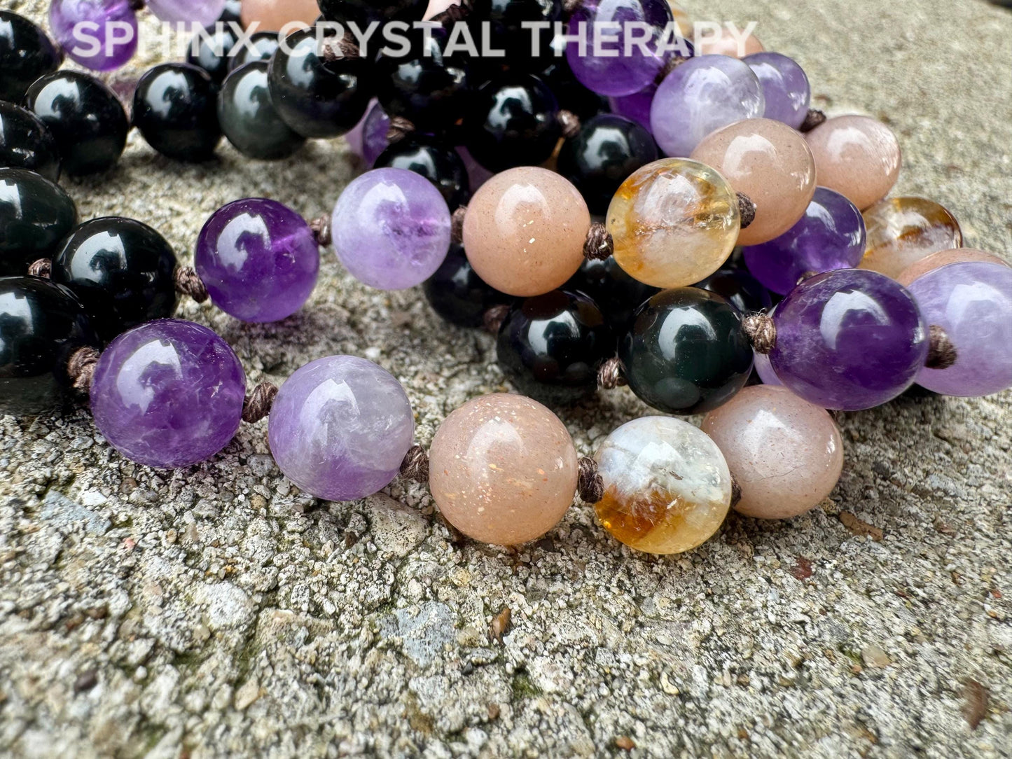 Cancer Sign Energy Mala " The Intuitive Cancer " June July Birthday - Zodiac Birthstones - High Quality Crystal Healing Gemstone Necklace