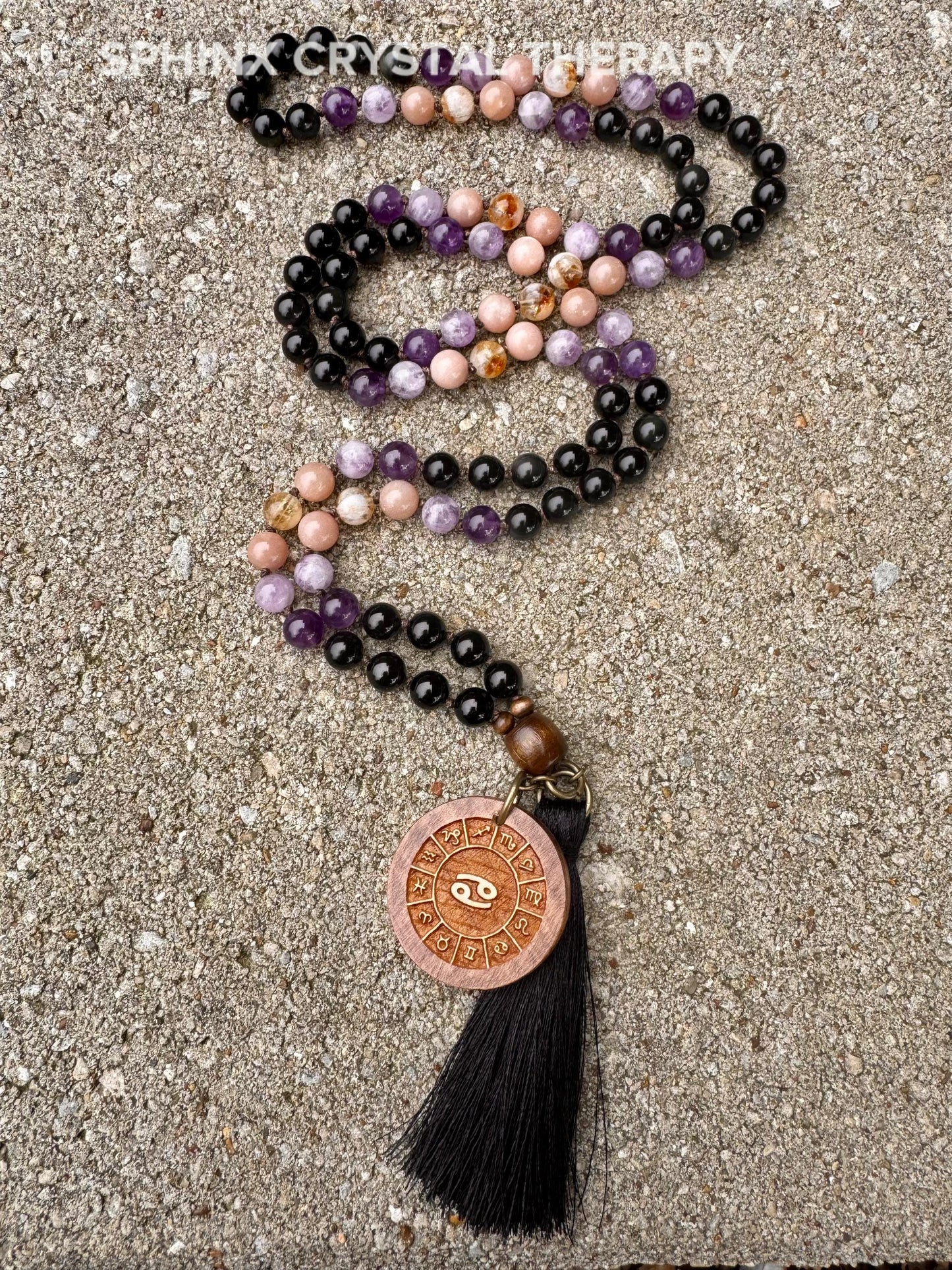 Cancer Sign Energy Mala " The Intuitive Cancer " June July Birthday - Zodiac Birthstones - High Quality Crystal Healing Gemstone Necklace