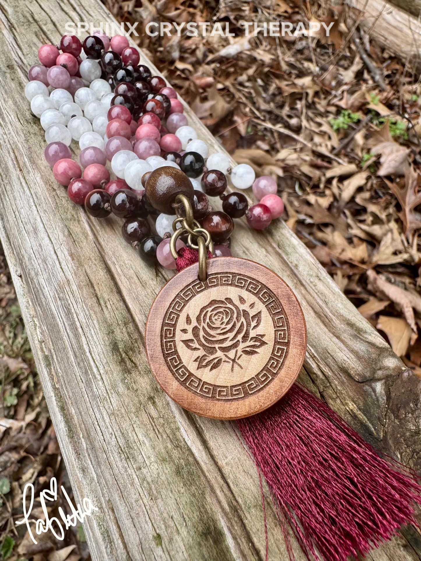 Only One - Manifest Love Mala Necklace " The Law Of Attraction " REAL High Grade Ruby - Garnet - Rose Quartz - Crystal Healing Gemstones