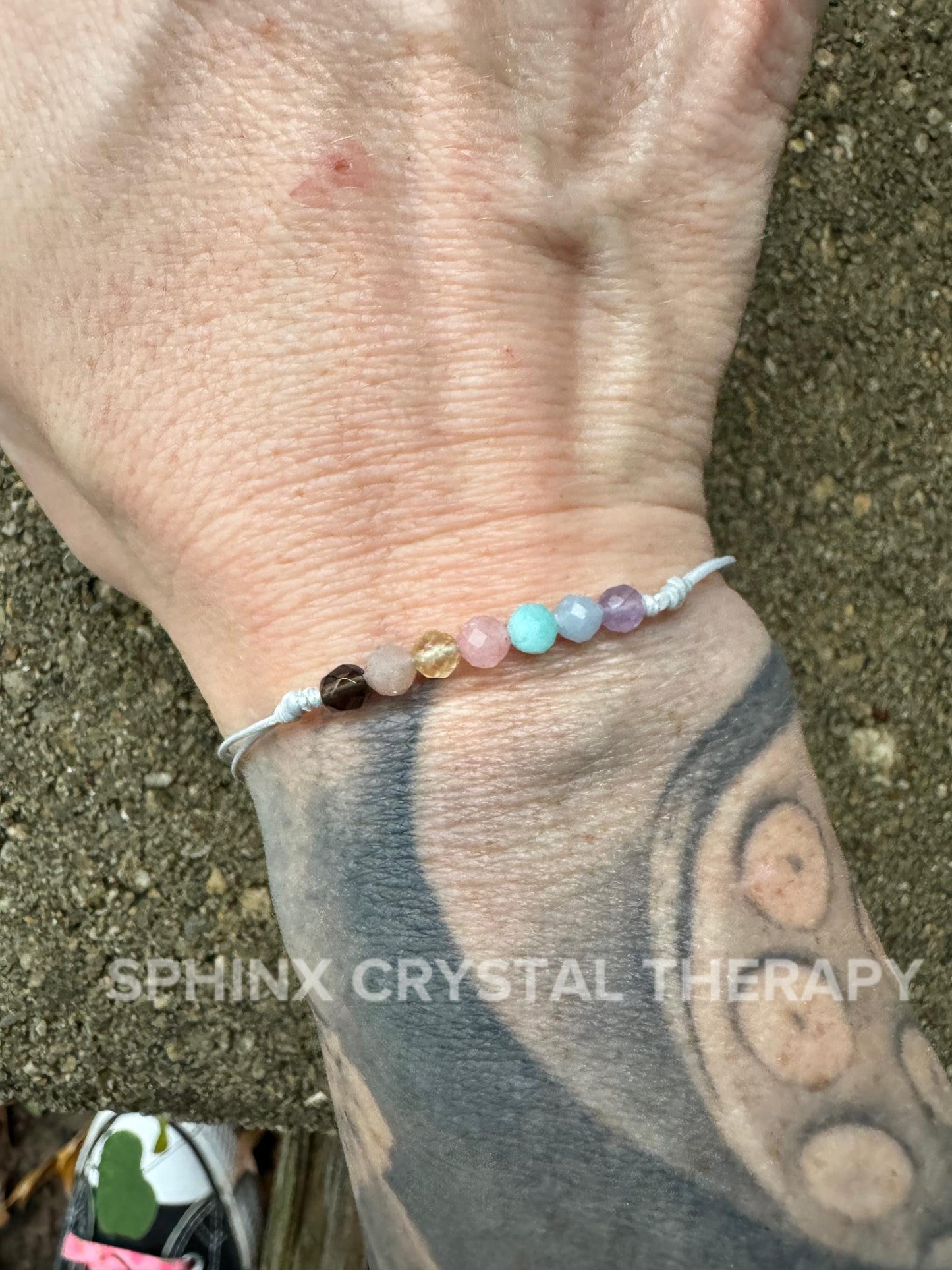 4mm Chakra Pastel Stones - REAL AAA Crystal Healing Gemstones - Minimal & Dainty Adjustable String Bracelet