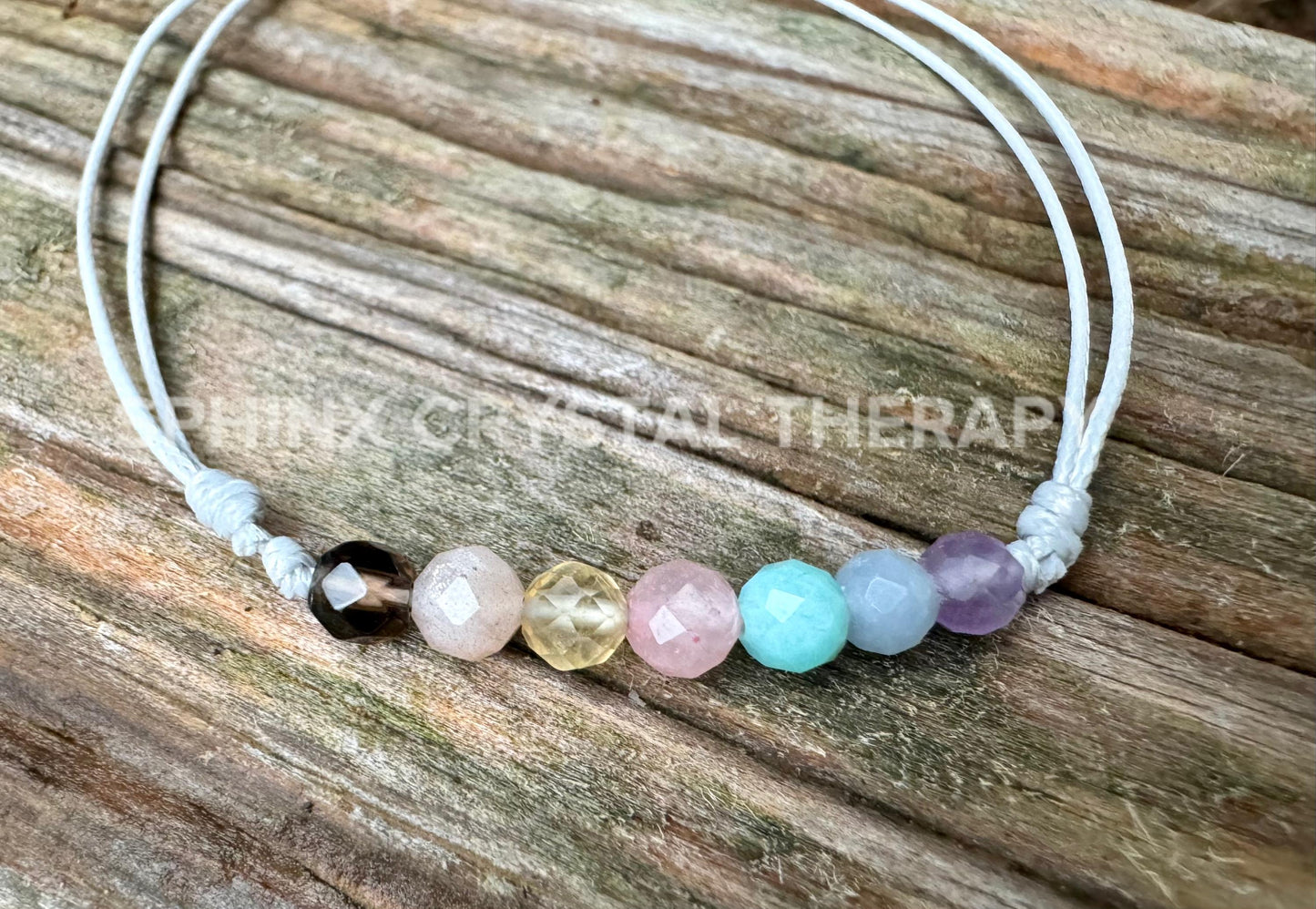 4mm Chakra Pastel Stones - REAL AAA Crystal Healing Gemstones - Minimal & Dainty Adjustable String Bracelet