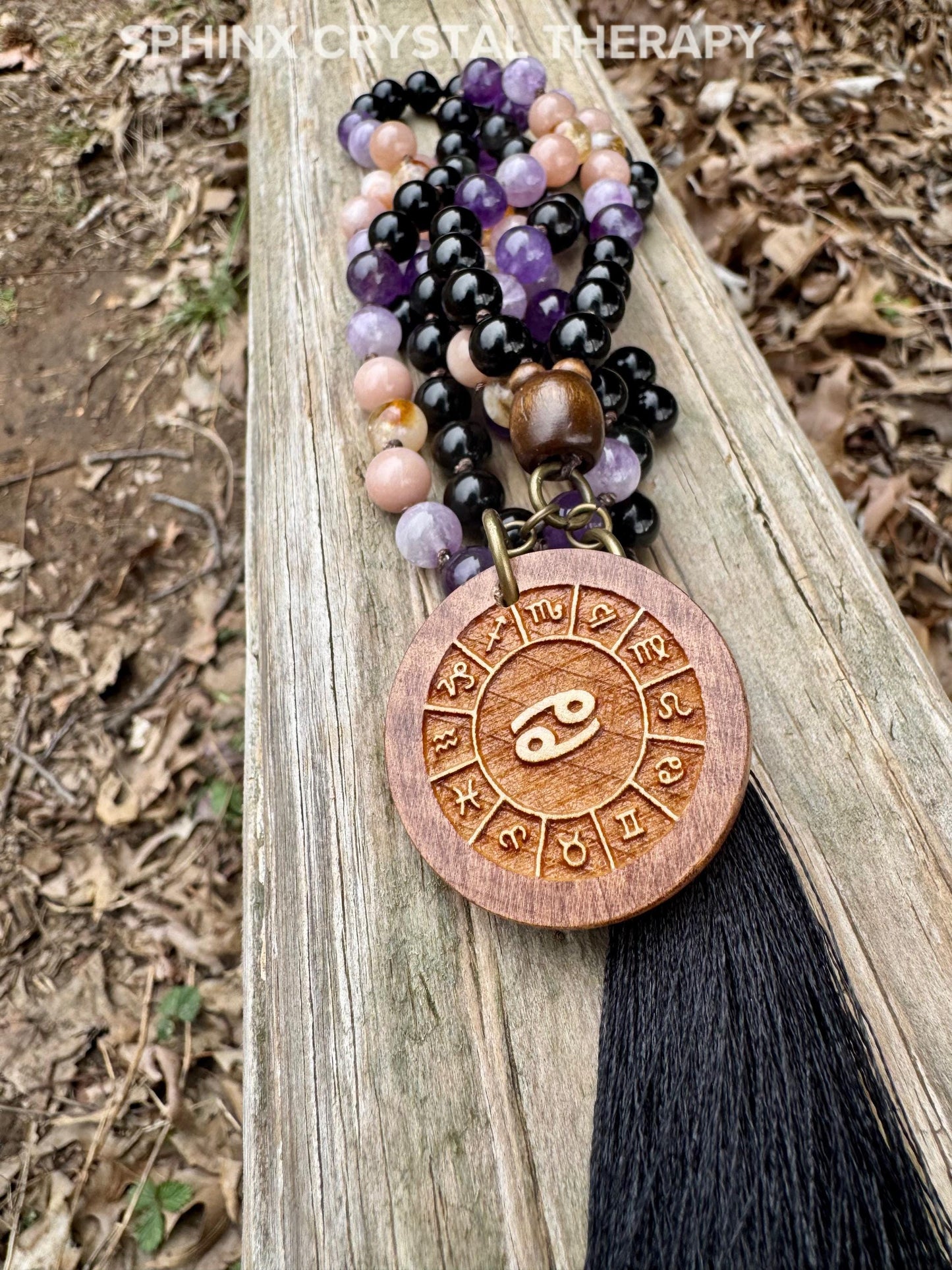 Cancer Sign Energy Mala " The Intuitive Cancer " June July Birthday - Zodiac Birthstones - High Quality Crystal Healing Gemstone Necklace