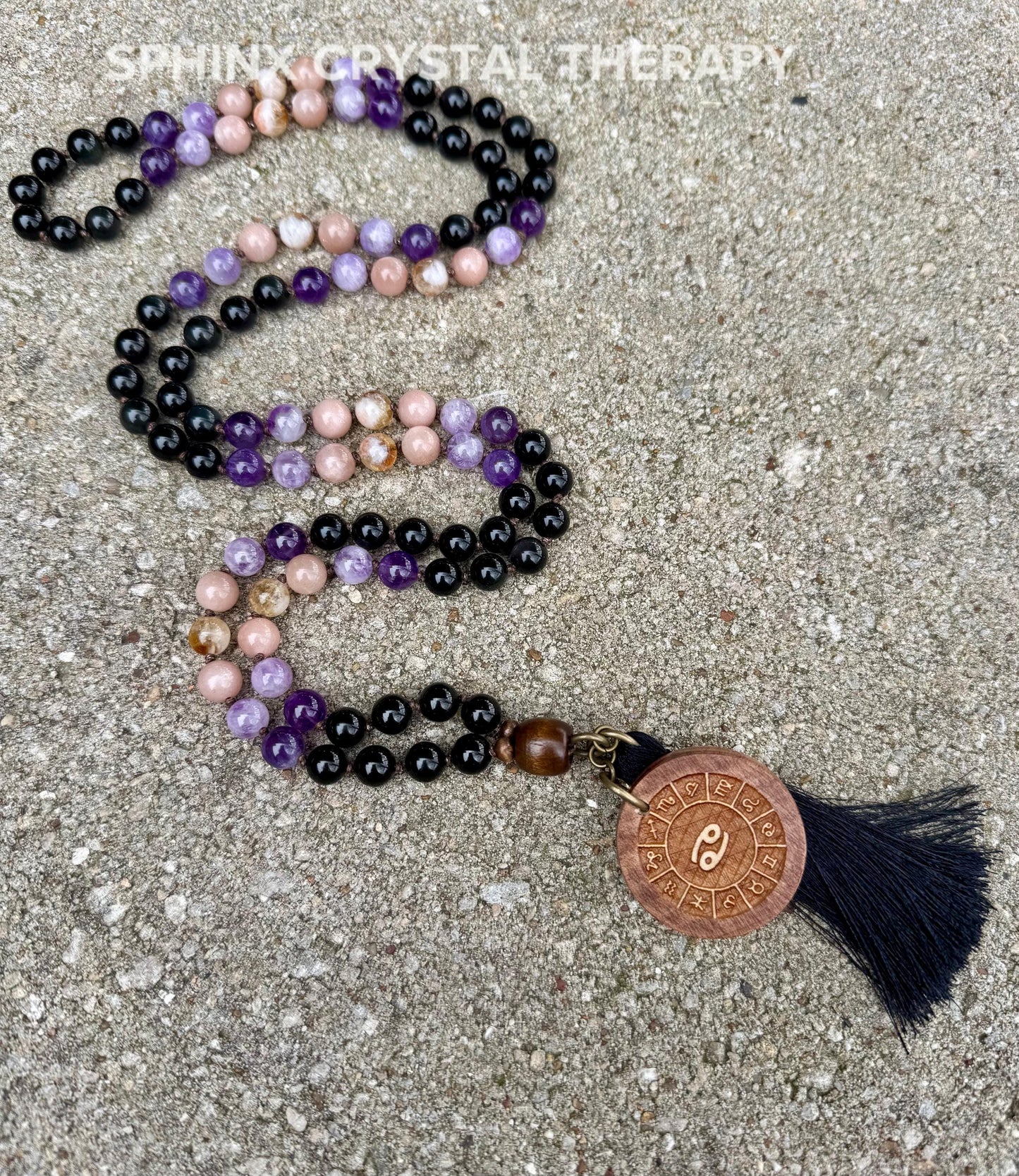 Cancer Sign Energy Mala " The Intuitive Cancer " June July Birthday - Zodiac Birthstones - High Quality Crystal Healing Gemstone Necklace
