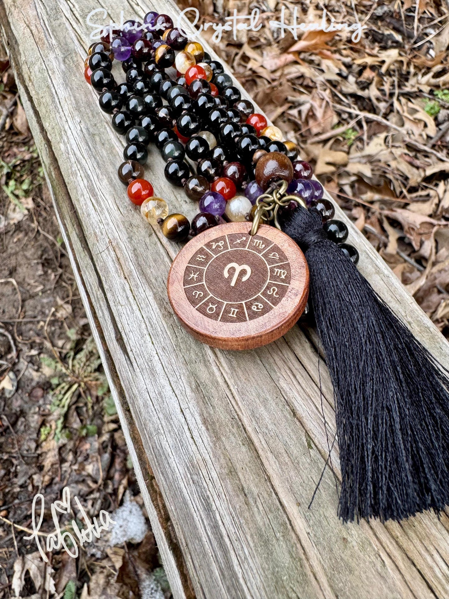 Aries Energy Mala Necklace " The Passionate Aries " Astrology Zodiac Stones - March April Birthday - Real High Quality Crystal Gemstones