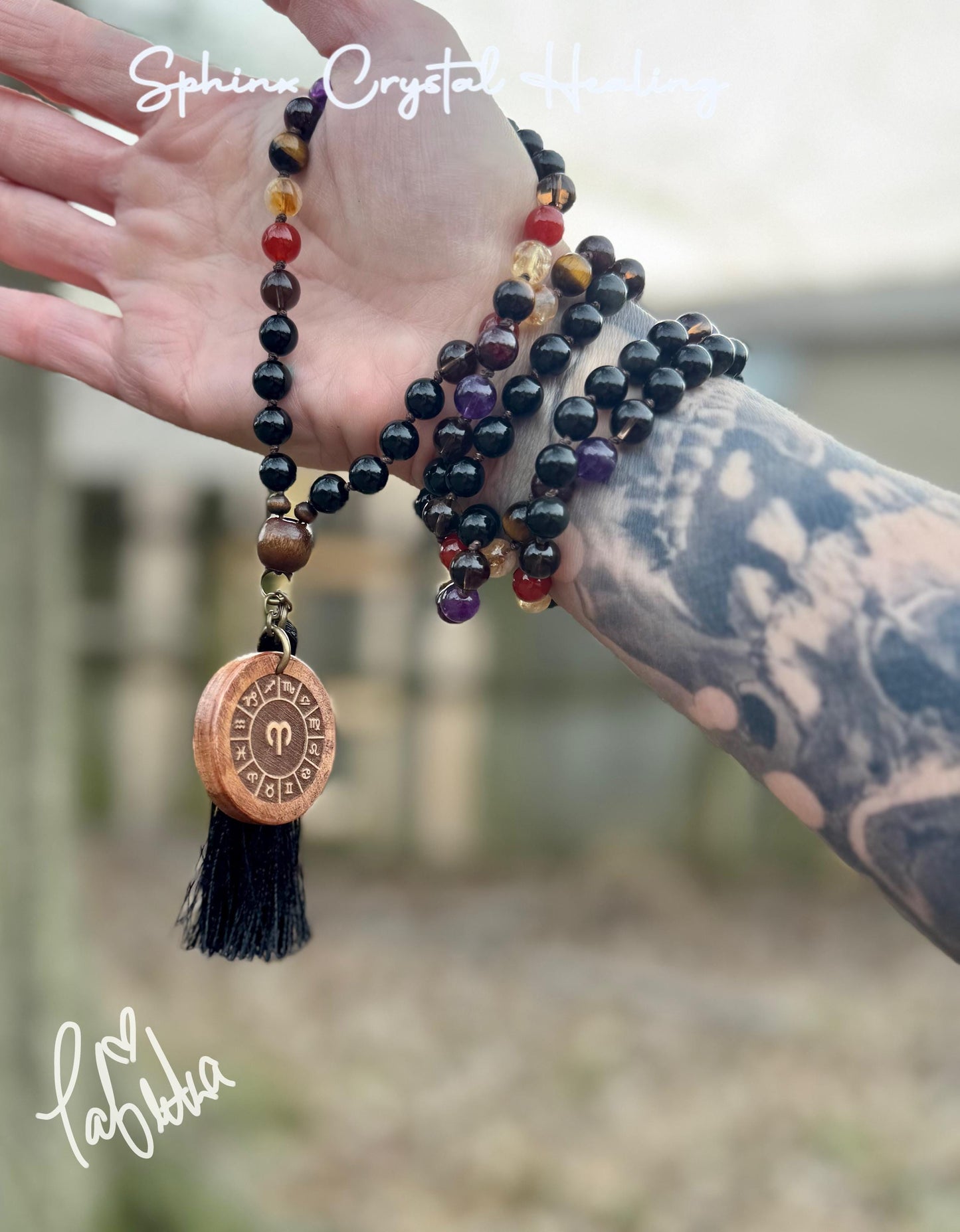 Aries Energy Mala Necklace " The Passionate Aries " Astrology Zodiac Stones - March April Birthday - Real High Quality Crystal Gemstones