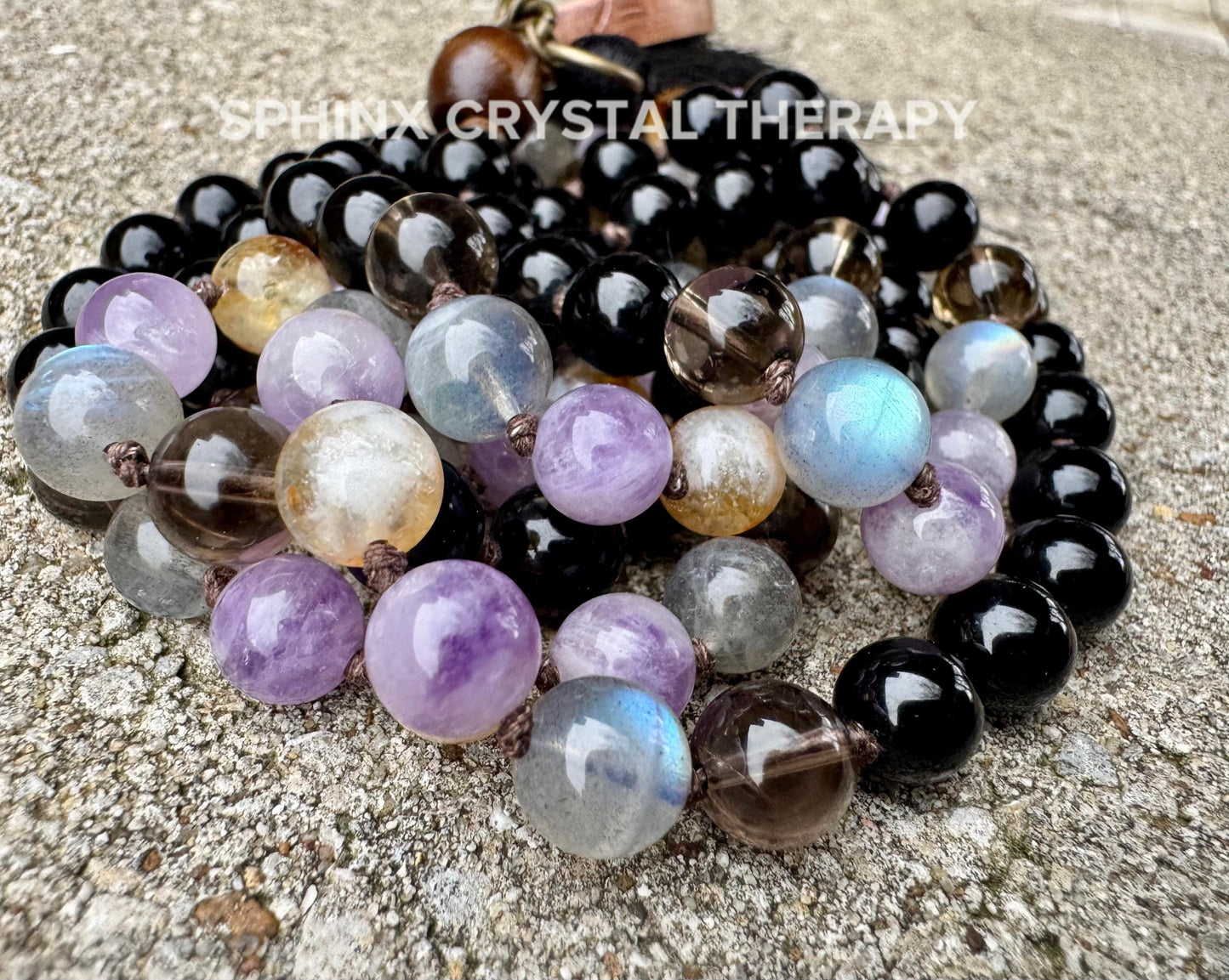 Libra Energy Mala Necklace - Zodiac  - "The Diplomat Libra" September October Birthday - Crystal Healing Gemstones - 108 Mantra Meditation