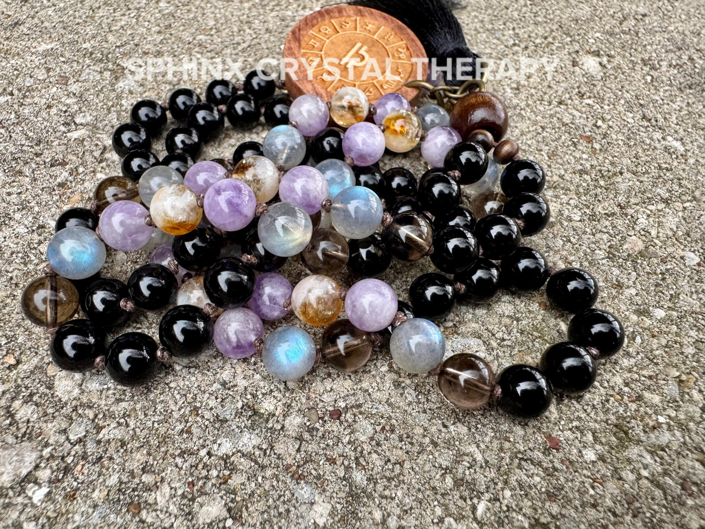 Libra Energy Mala Necklace - Zodiac  - "The Diplomat Libra" September October Birthday - Crystal Healing Gemstones - 108 Mantra Meditation