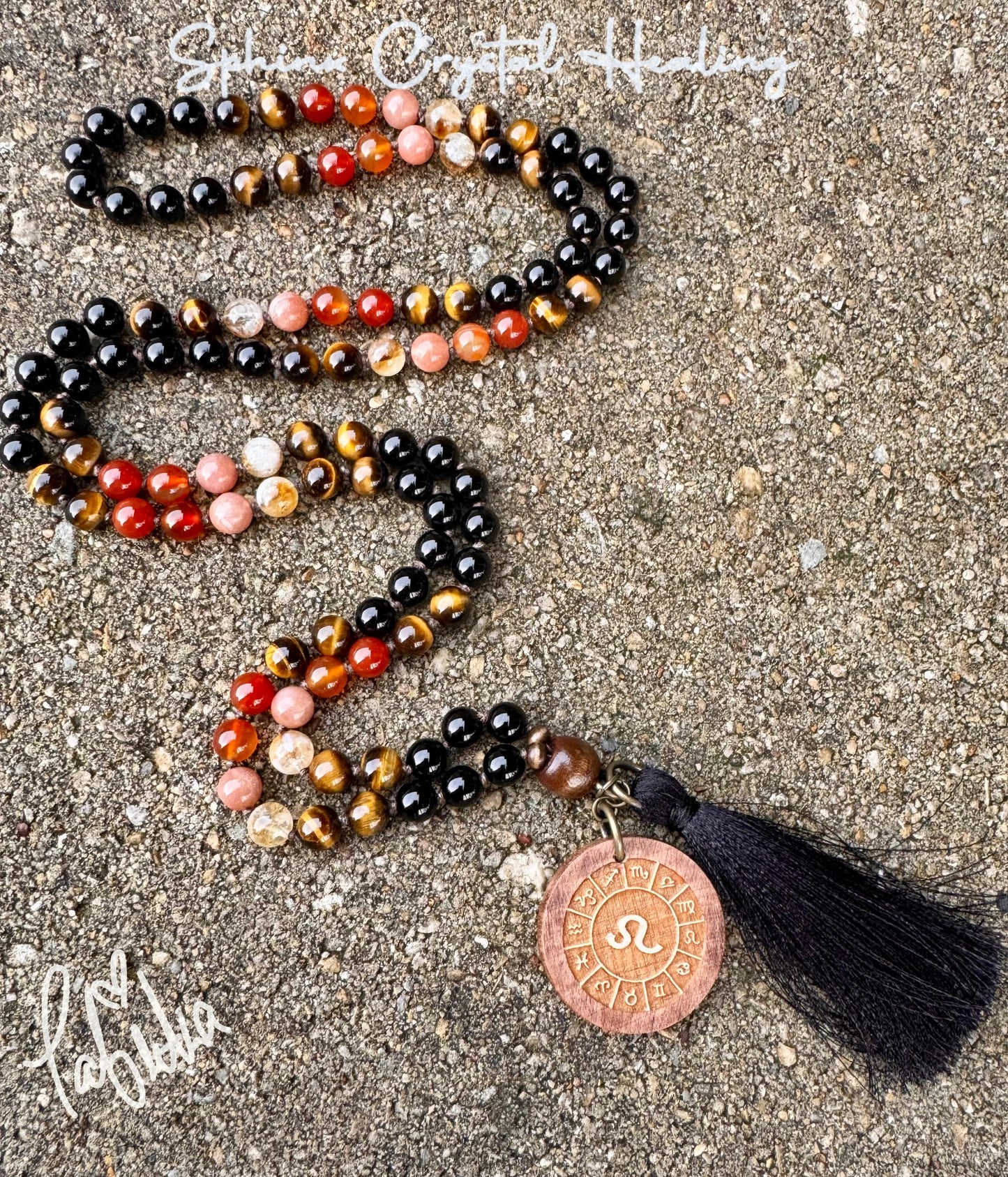Leo Energy Mala Necklace - Zodiac Horoscope - " The Fearless Leo " July August Birthday - Carnelian - Sunstone - Crystal Healing Gemstones
