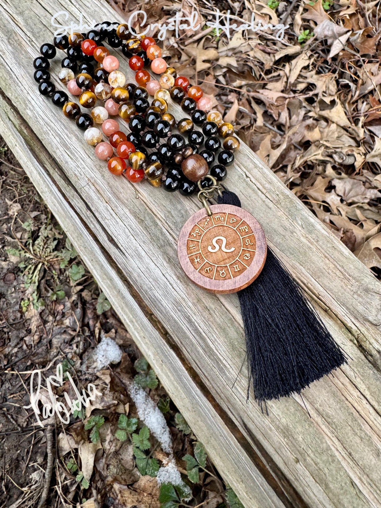 Leo Energy Mala Necklace - Zodiac Horoscope - " The Fearless Leo " July August Birthday - Carnelian - Sunstone - Crystal Healing Gemstones