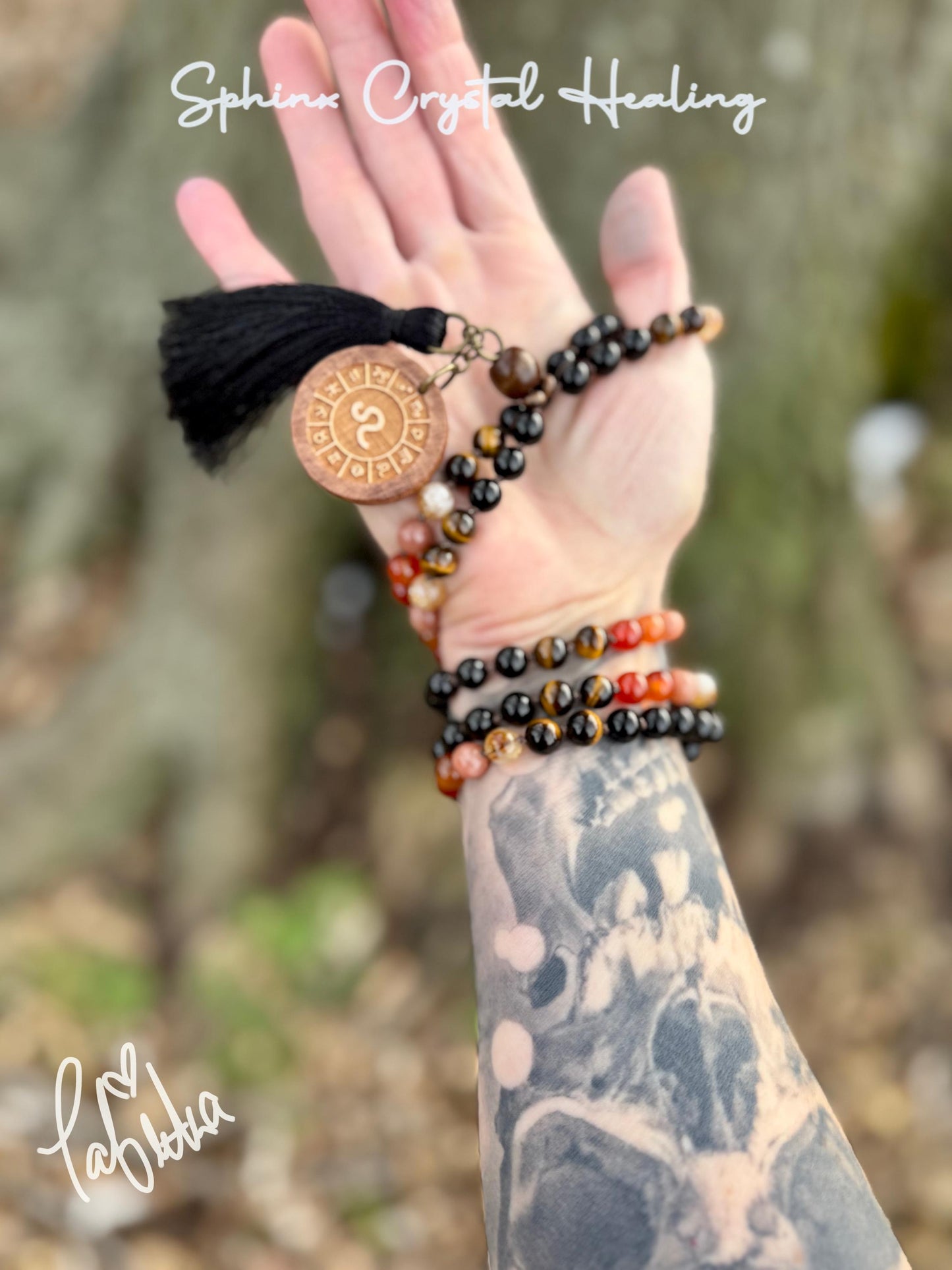 Leo Energy Mala Necklace - Zodiac Horoscope - " The Fearless Leo " July August Birthday - Carnelian - Sunstone - Crystal Healing Gemstones