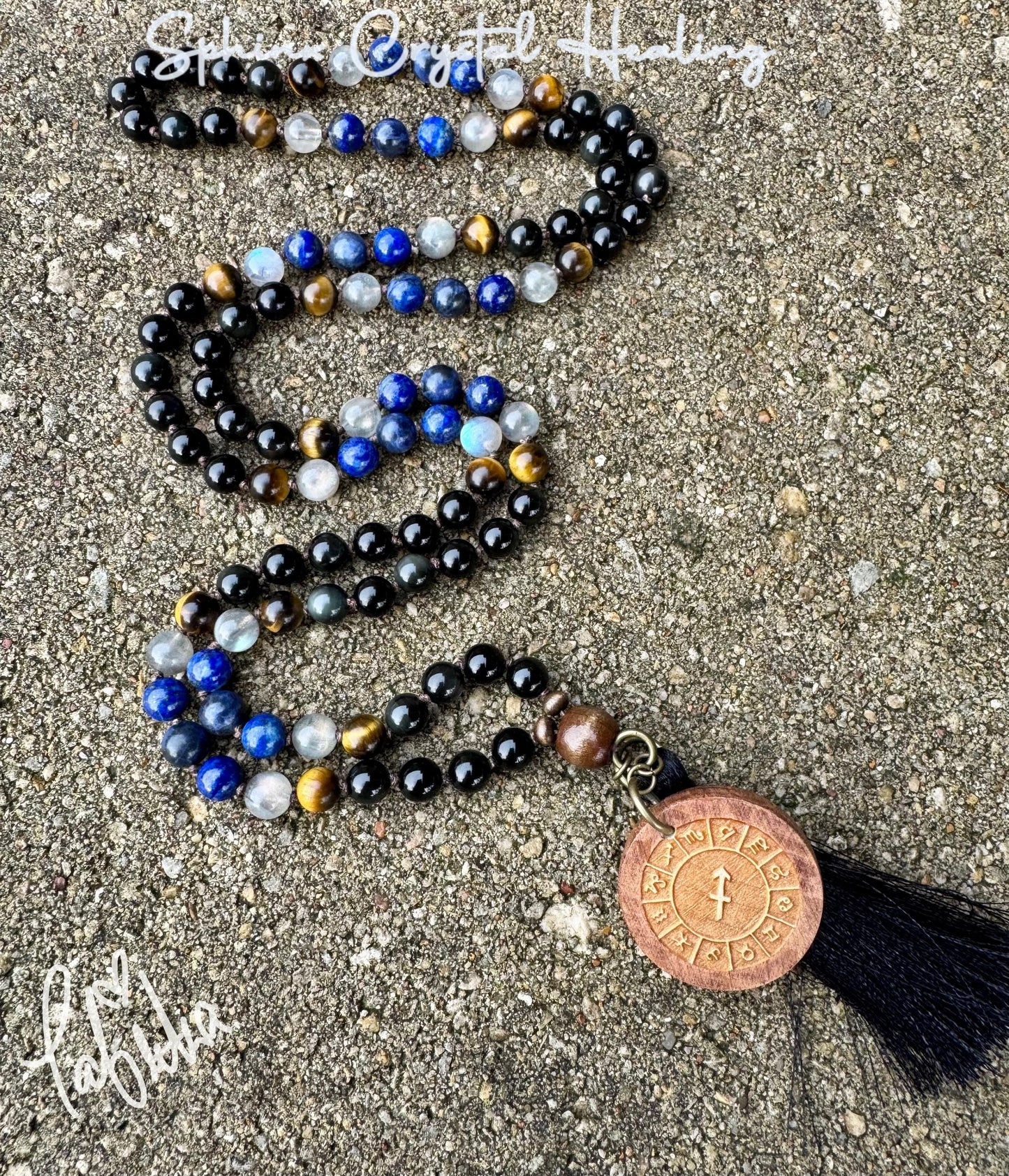 Sagittarius Energy Mala Necklace - The Optimistic Sagittarius " November December Birthday - High Quality Zodiac Crystal Healing Gemstones