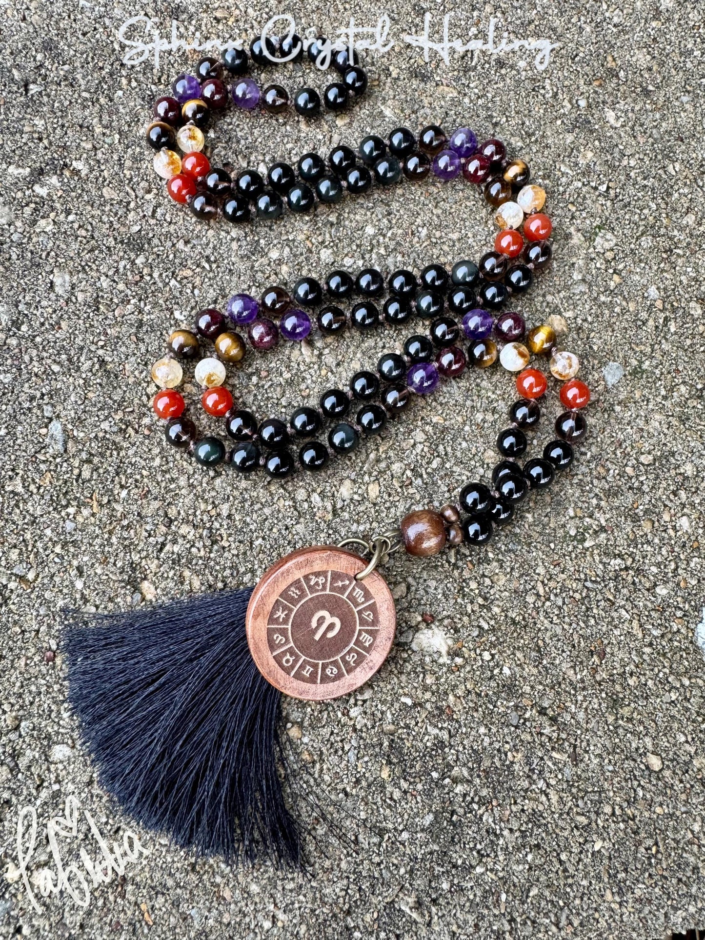 Aries Energy Mala Necklace " The Passionate Aries " Astrology Zodiac Stones - March April Birthday - Real High Quality Crystal Gemstones