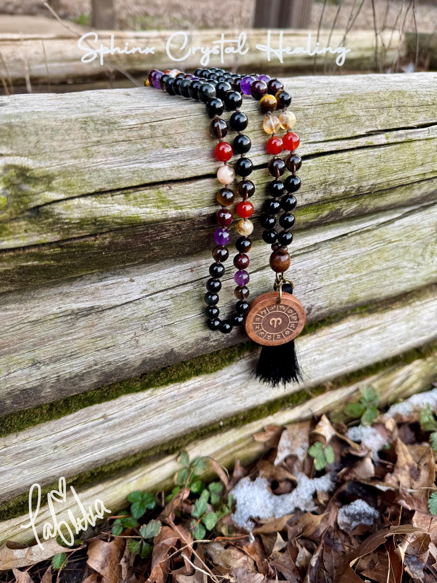 Aries Energy Mala Necklace " The Passionate Aries " Astrology Zodiac Stones - March April Birthday - Real High Quality Crystal Gemstones