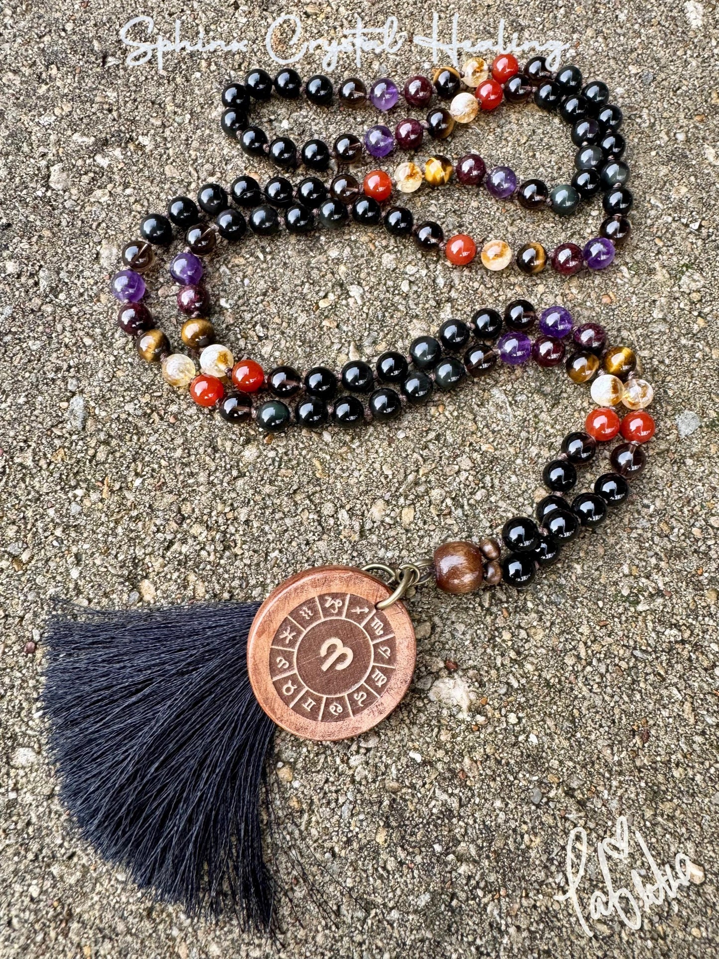Aries Energy Mala Necklace " The Passionate Aries " Astrology Zodiac Stones - March April Birthday - Real High Quality Crystal Gemstones