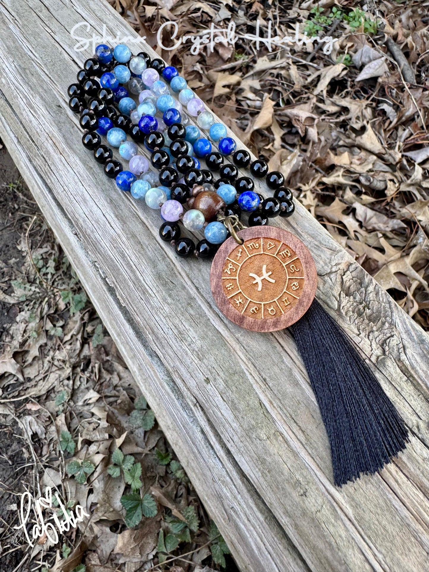 Pisces Energy Mala Necklace - Zodiac Horoscope "The Compassionate Pisces" February March Birthday - REAL Quality Crystal Healing Gemstones