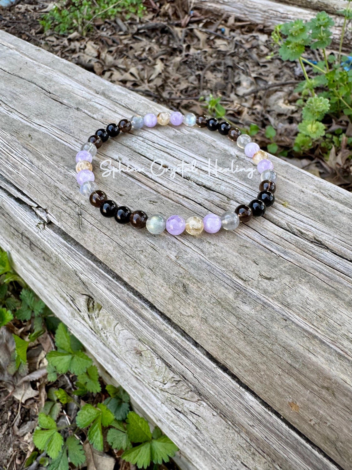 Libra Energy Anklet " The Diplomat , Libra " September October Birthday - Zodiac - AAA Labradorite - Citrine - Amethyst - Crystal Gemstones