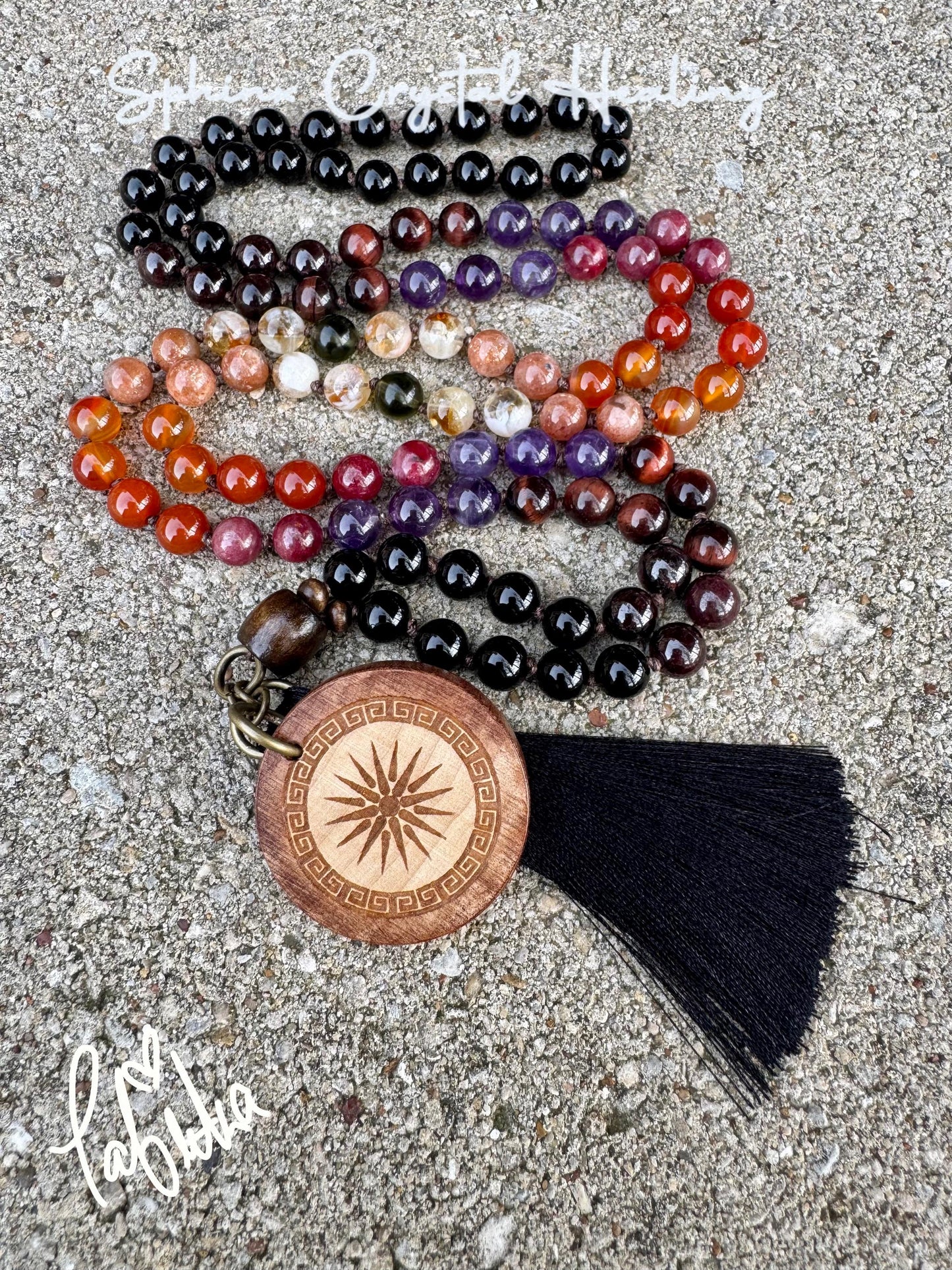 Summer Solstice Mala Necklace "Midsummer Flames" Precious Grade Sunstone - REAL Moldavite - RARE Ruby - Citrine - Crystal Healing Gemstones