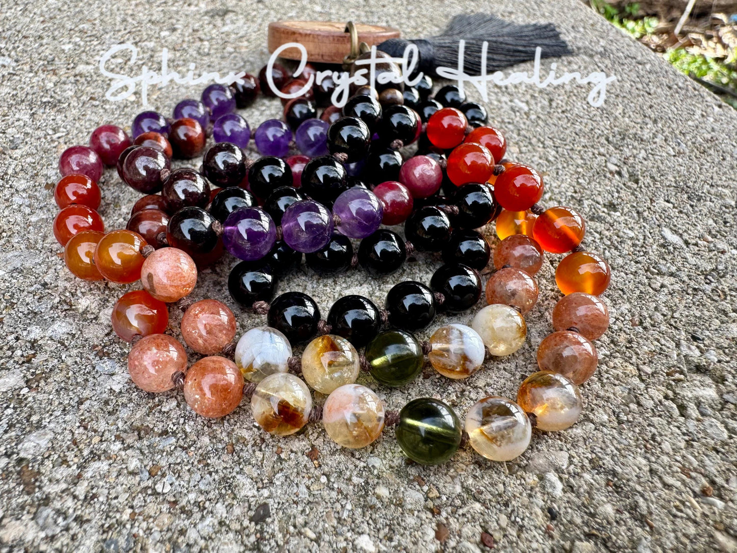 Summer Solstice Mala Necklace "Midsummer Flames" Precious Grade Sunstone - REAL Moldavite - RARE Ruby - Citrine - Crystal Healing Gemstones