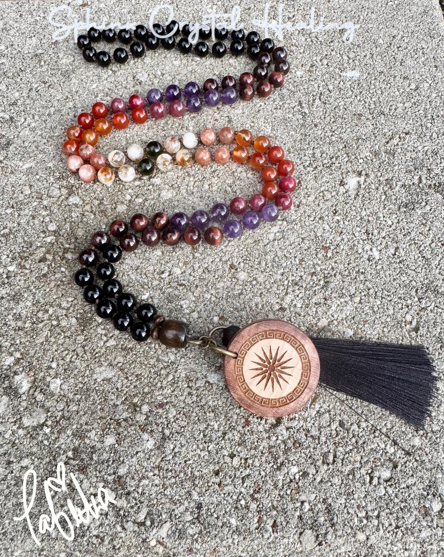 Summer Solstice Mala Necklace "Midsummer Flames" Precious Grade Sunstone - REAL Moldavite - RARE Ruby - Citrine - Crystal Healing Gemstones