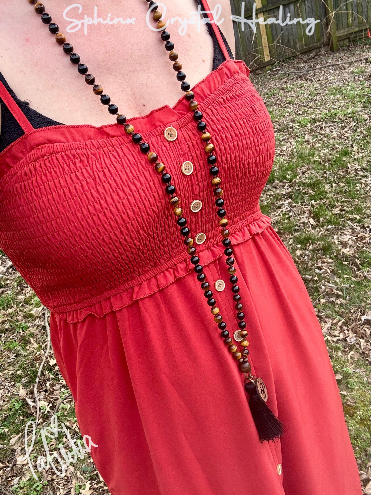 Protection & Anxiety Support Mala "Battle Ropes" Strength and Courage - Real Crystal Healing Gemstones - 108 Stone Mantra Mediation Necklace