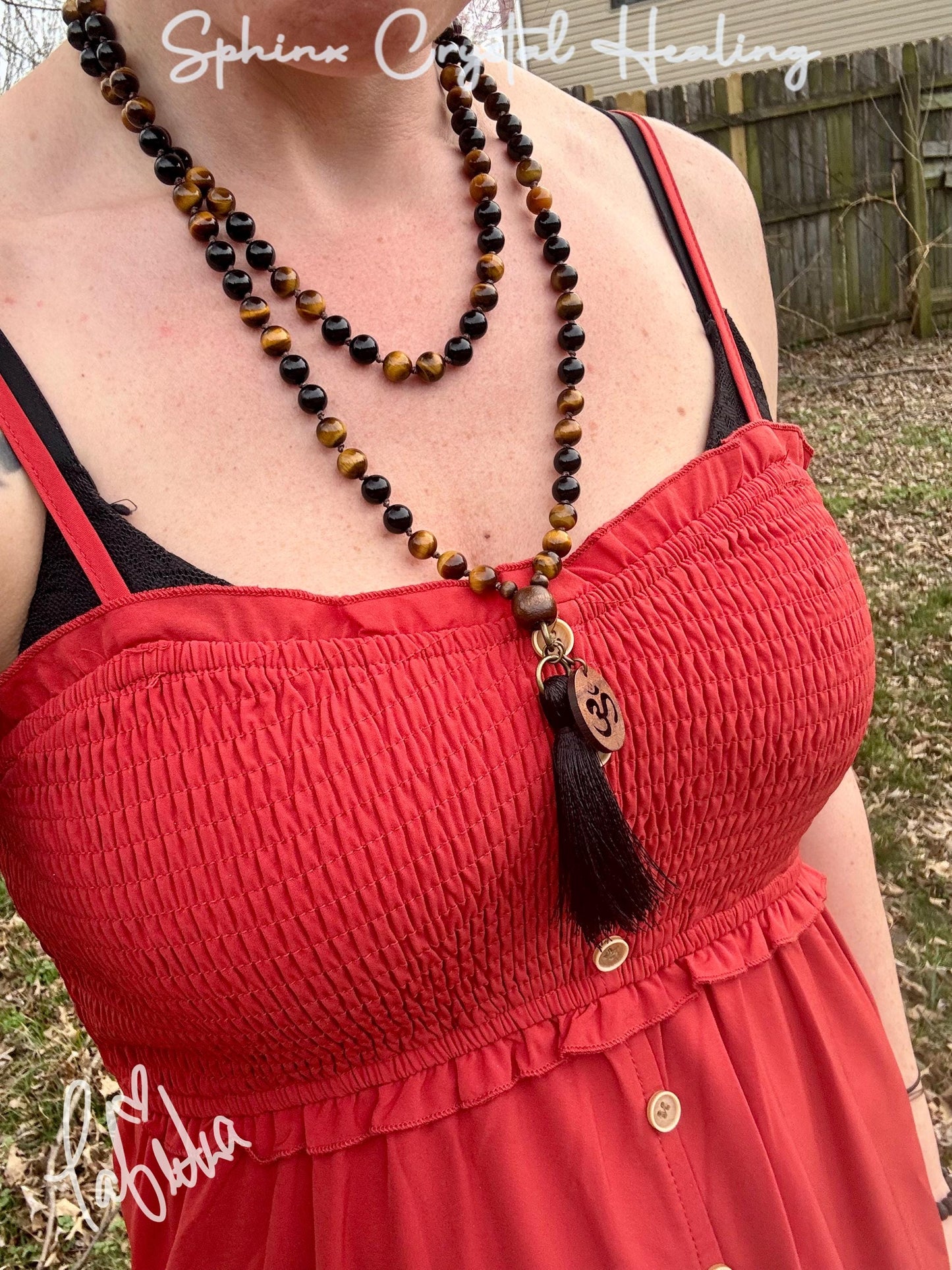 Protection & Anxiety Support Mala "Battle Ropes" Strength and Courage - Real Crystal Healing Gemstones - 108 Stone Mantra Mediation Necklace