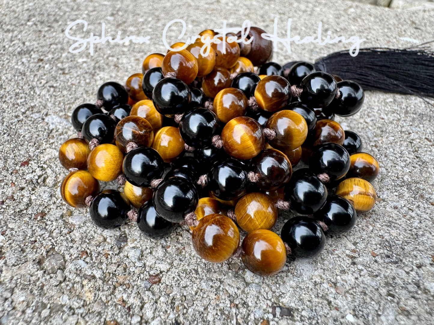 Protection & Anxiety Support Mala "Battle Ropes" Strength and Courage - Real Crystal Healing Gemstones - 108 Stone Mantra Mediation Necklace