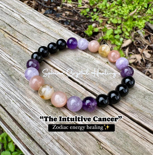 Cancer Sign Energy - Zodiac Birthstones " The Intuitive Cancer " June July Birthday - Real High Quality Gemstones - Crystal Healing Bracelet