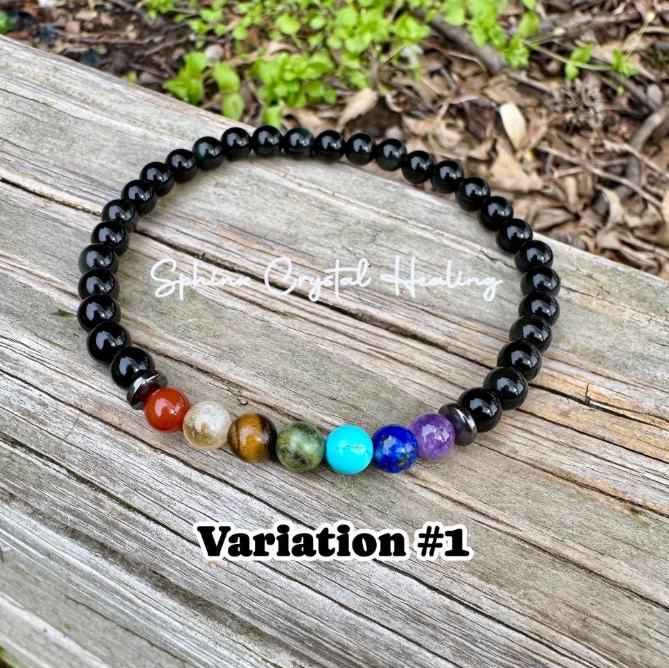 Protection Anklet - Protect and Ground - Balance Chakra Energy  - Black Obsidian & Hematite - Aura Shield - Crystal Healing Energy Gemstones