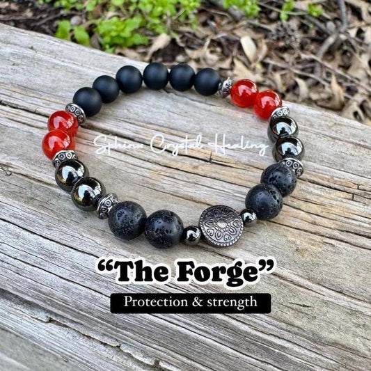 Strength - Courage - Protection " The Forge " Military - Crystal Healing - High Quality REAL Gemstone Bracelet - Spiritual Growth