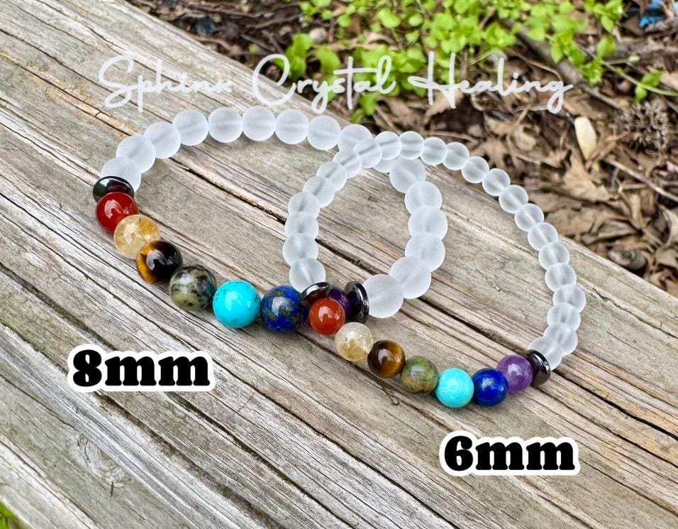 Clear Quartz Chakra - Spiritual Energy Balance - High Vibrational Stones - Higher Self - Aura Protection - Crystal Healing Gemstone Bracelet