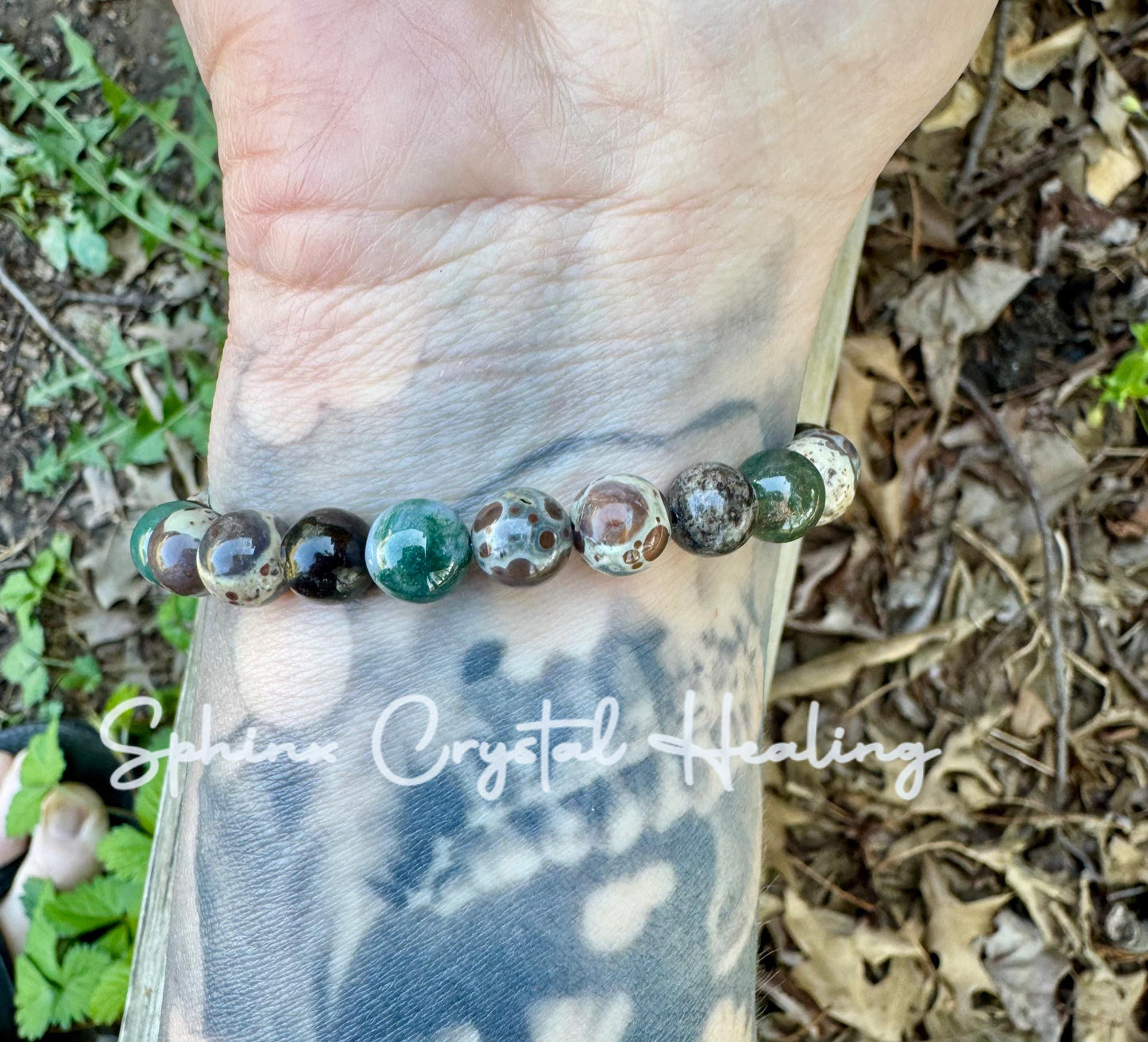 Positivity and Protection - Uplifting Energy " The Earth Living Totem " Astroid Jasper - Phlogopite - Moss Agate - Crystal Gemstone Bracelet