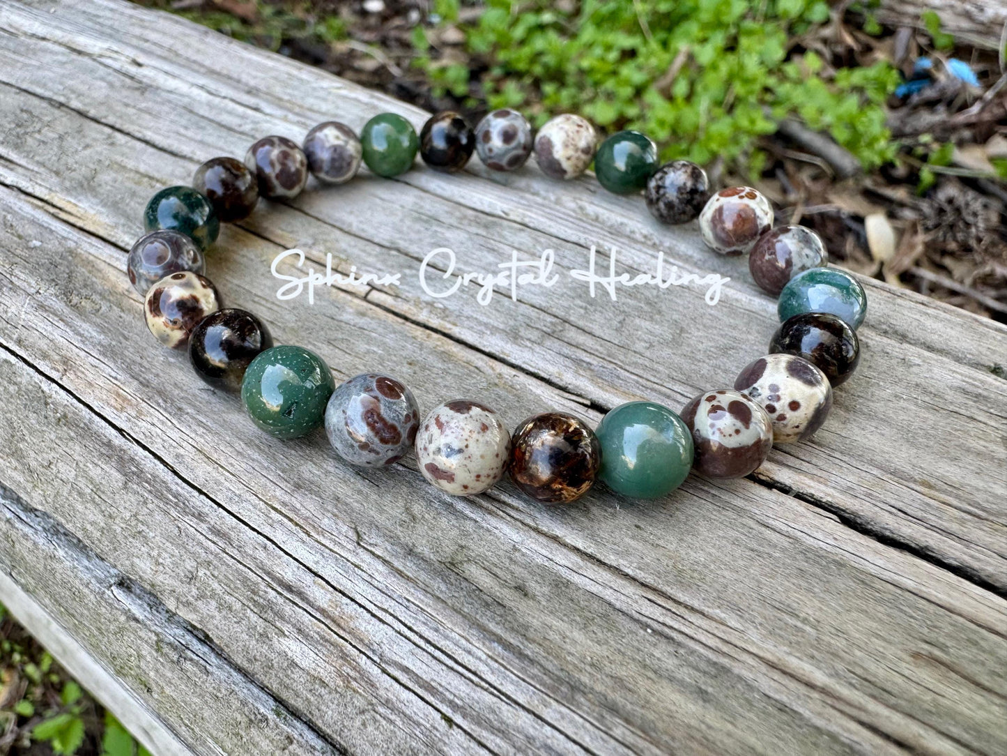 Positivity and Protection - Uplifting Energy " The Earth Living Totem " Astroid Jasper - Phlogopite - Moss Agate - Crystal Gemstone Bracelet