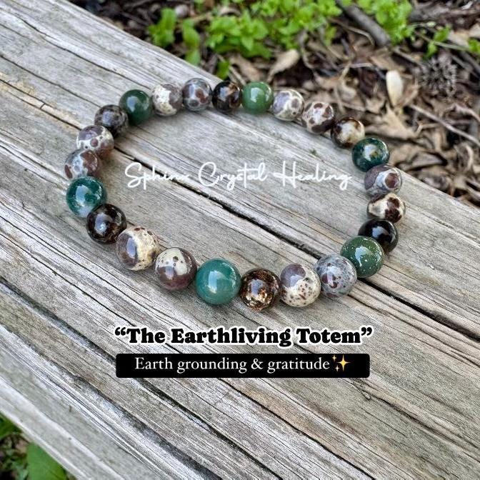 Positivity and Protection - Uplifting Energy " The Earth Living Totem " Astroid Jasper - Phlogopite - Moss Agate - Crystal Gemstone Bracelet