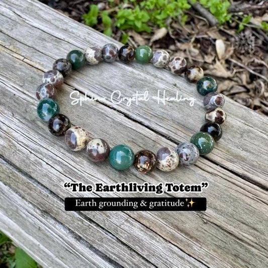 Positivity and Protection - Uplifting Energy " The Earth Living Totem " Astroid Jasper - Phlogopite - Moss Agate - Crystal Gemstone Bracelet