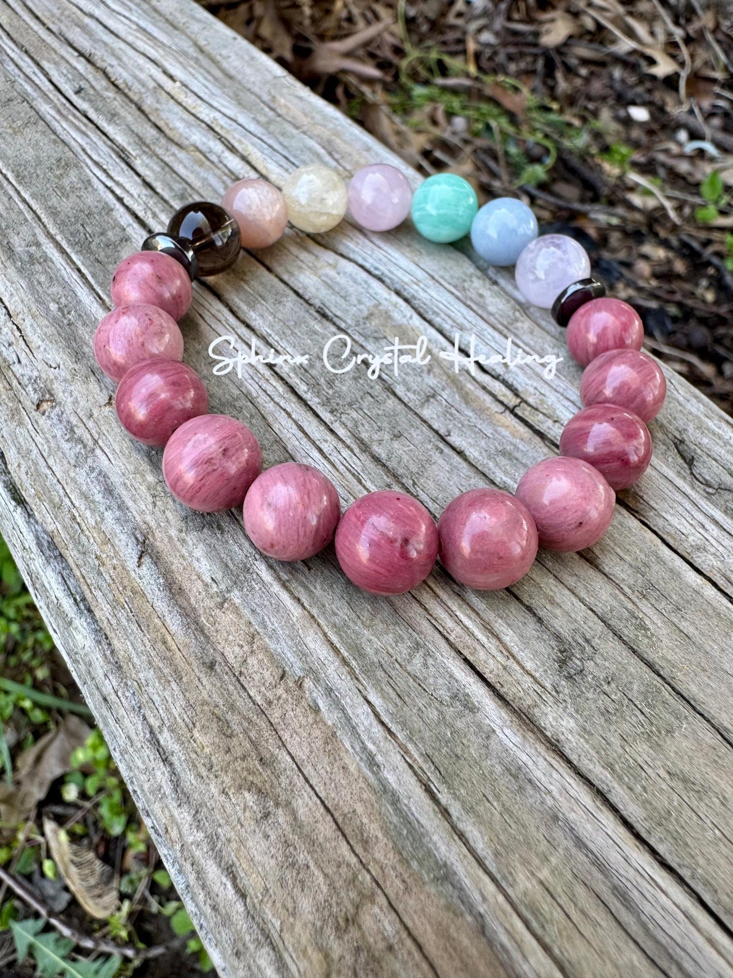 10mm Emotional Healing & Self love - PASTEL Chakra Stones - AAA Rhodonite - Peaceful Calming Energy - Crystal Healing Gemstone Bracelet