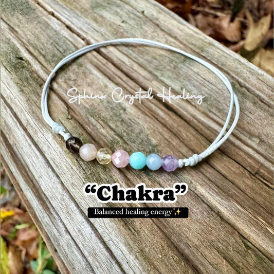 4mm Chakra Pastel Stones - REAL AAA Crystal Healing Gemstones - Minimal & Dainty Adjustable String Bracelet