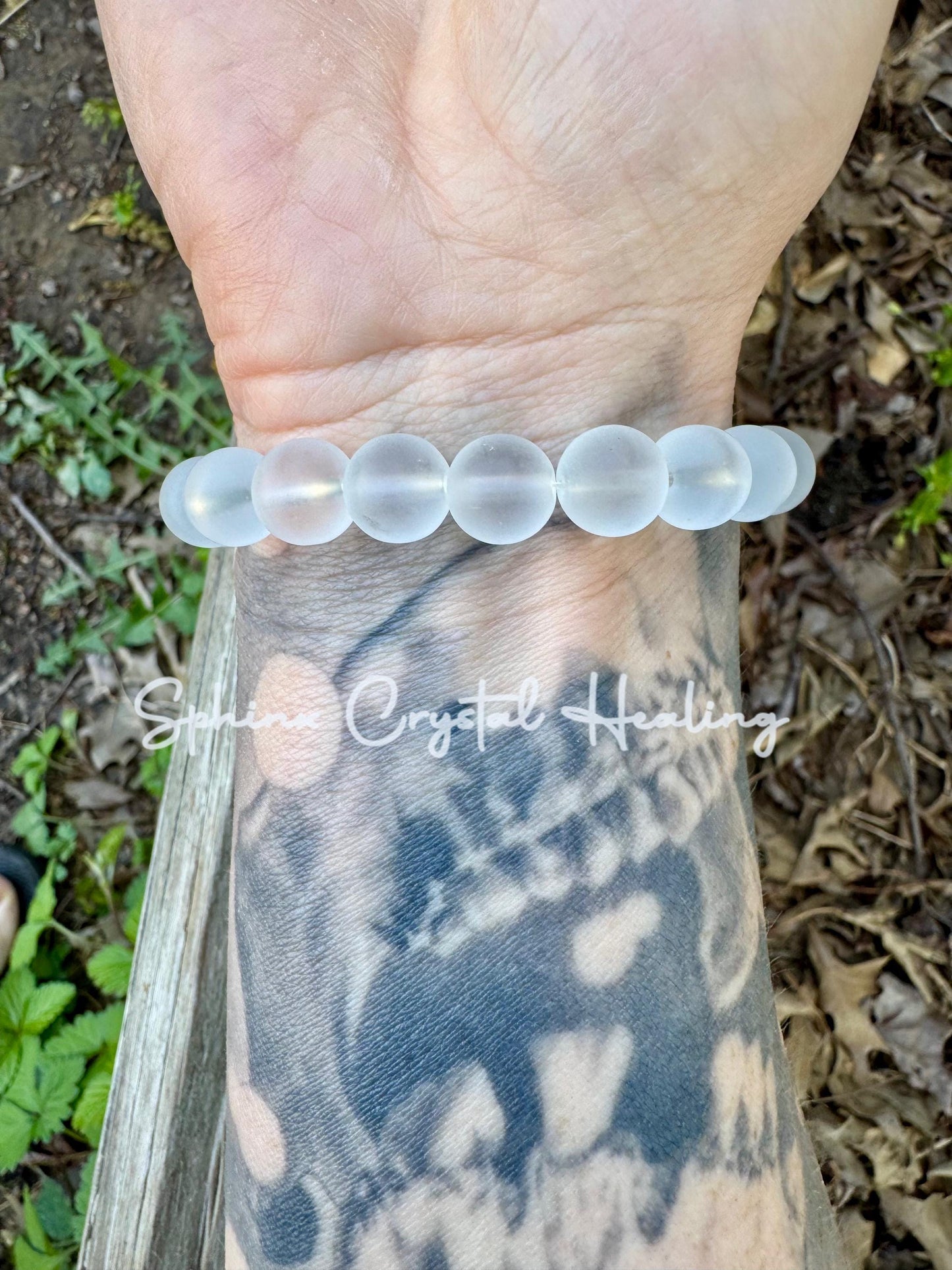 10MM Clear Quartz Chakra Bracelet - Protection & Intuition - Higher Self - Quality Crystal Healing Gemstones - High Vibration Stones - Matte