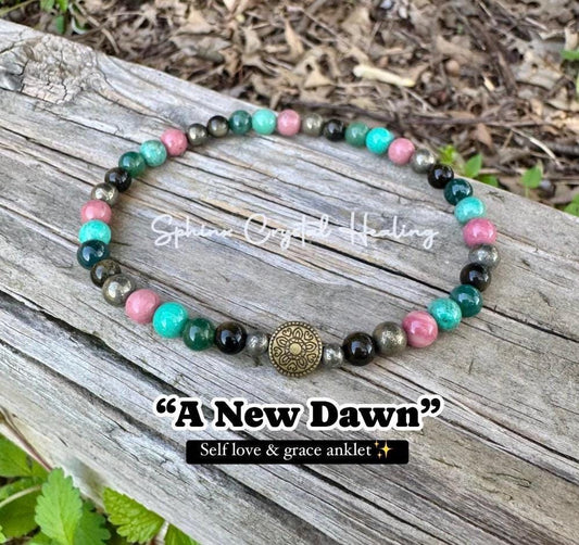 Self love Anklet - Manifest New Beginnings - Forgiveness & Emotional Healing " A New Dawn " Acceptance  - Empowerment Crystals and Gemstones