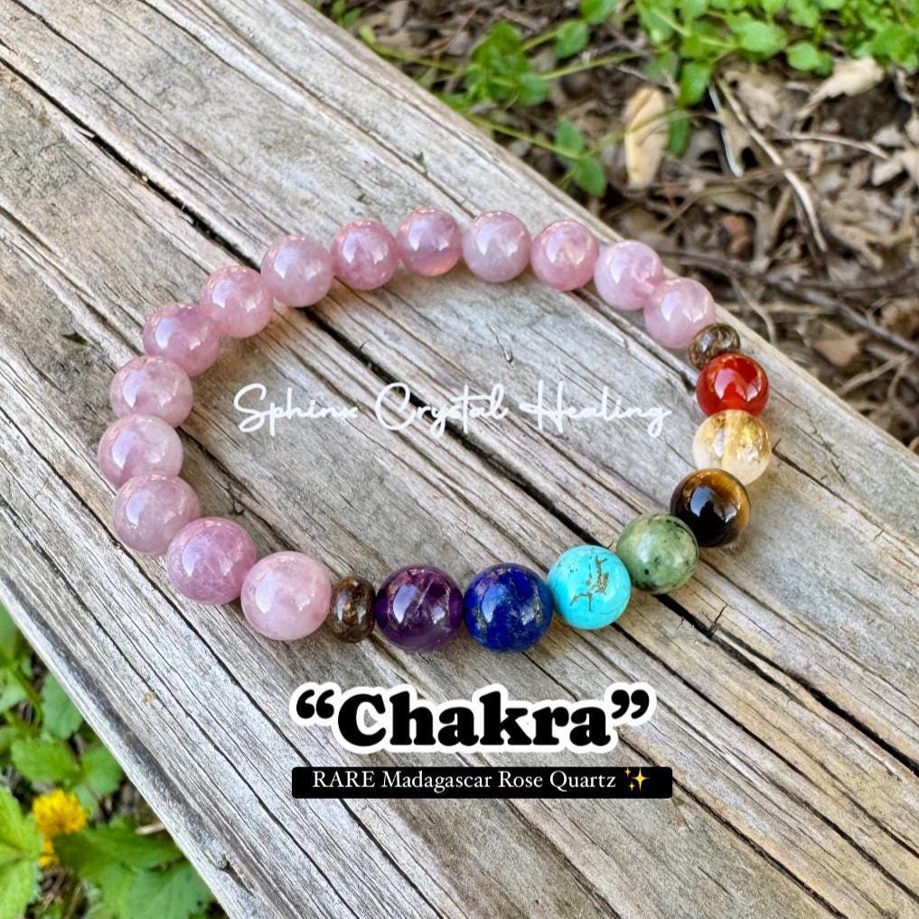 Emotional Healing - Self love & Confidence - RARE High Grade Rose Quartz - Chakra Balance - Anxiety Support - Real Crystal Gemstone Bracelet